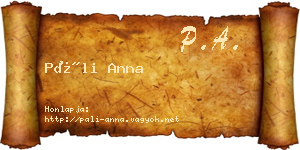 Páli Anna névjegykártya